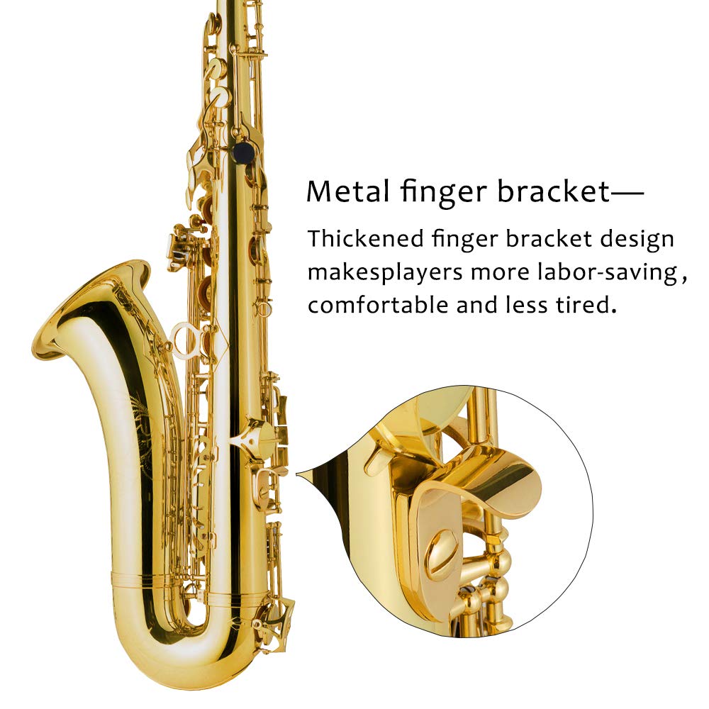 EASTROCK Tenor Saxophone Golden B Flat Tenor Sax Professional Tenor Saxophone for Beginners Students Kids and Musicians with Car